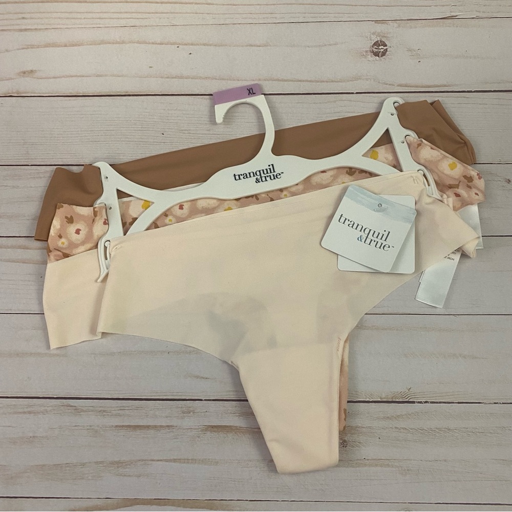 New TRANQUIL & TRUE Womans 3 Pack Thongs Size XL Matte Microfiber